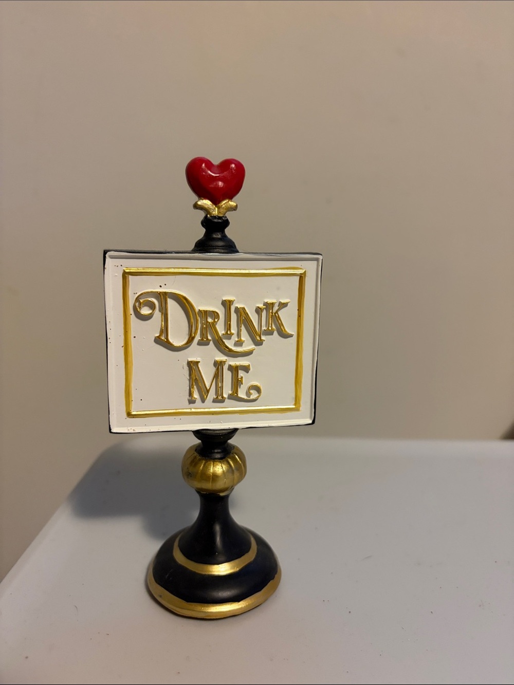 Drink Me Decorative Sign - Red, Black & Gold Home Dining Accent